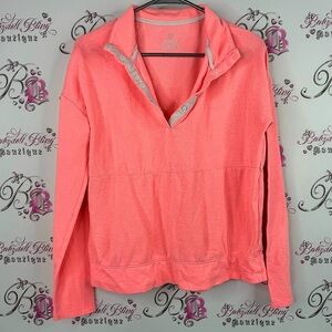 SO Coral Women's Sweatshirt pullover neon sweater long sleeves coral pink orange